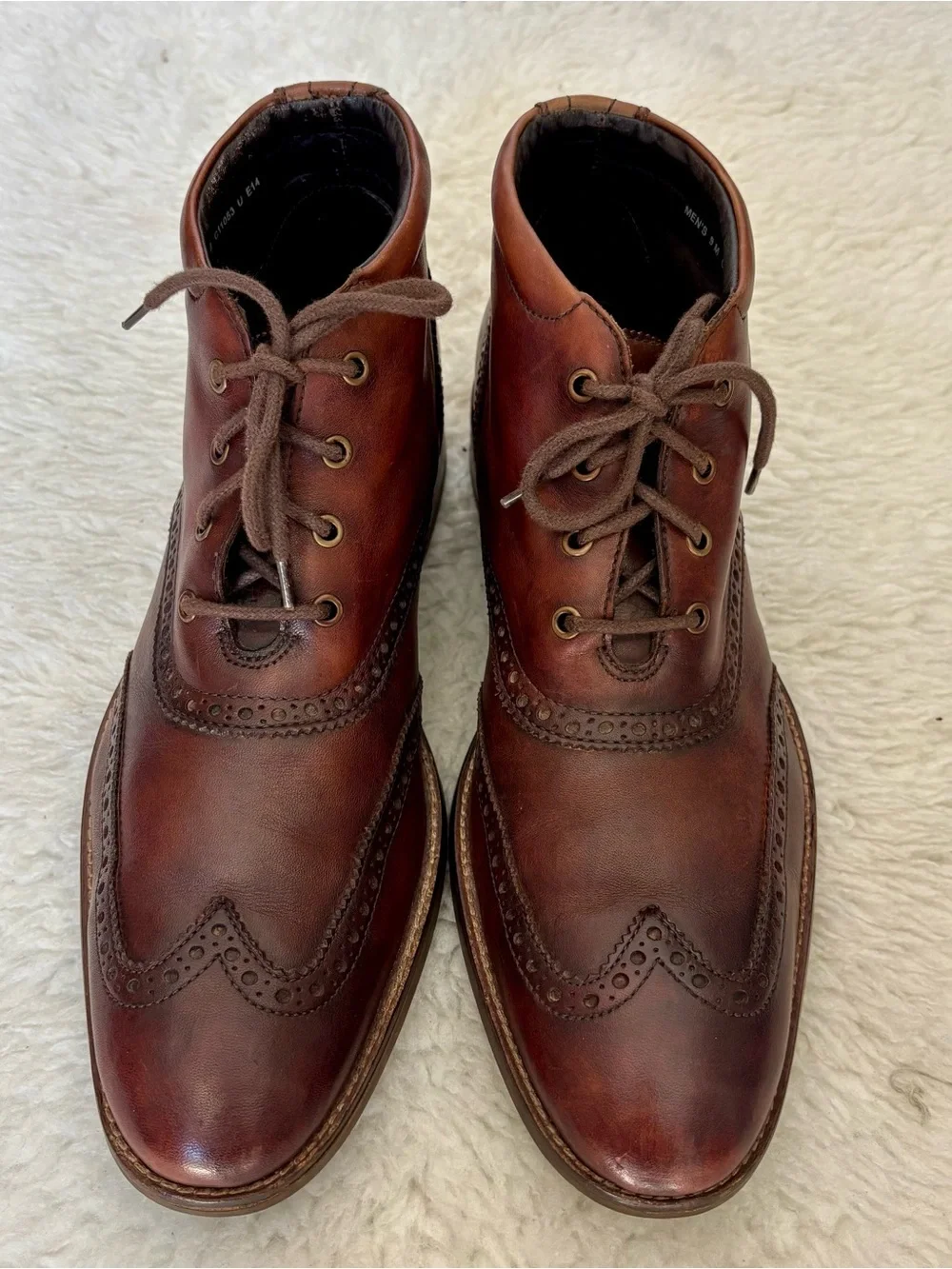 Cole Haan Liam C11053 Men's Brown Leather Wingtip Lace-Up Chukka Boots size 9 M